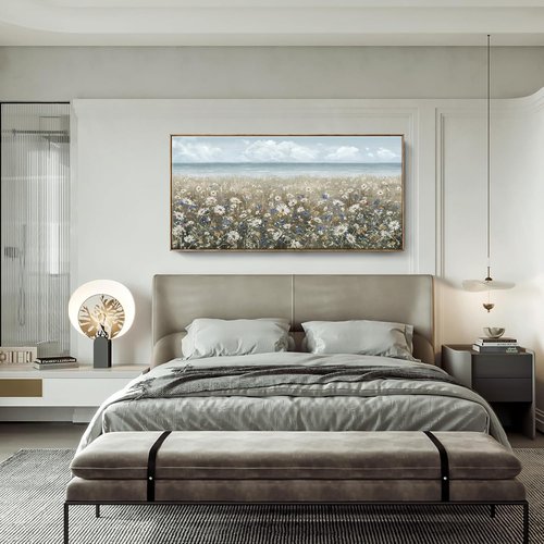Amatop Oversized Wall Art - Extra Large Coastal Beach Canvas Print | Vintage Floral Ocean Decor