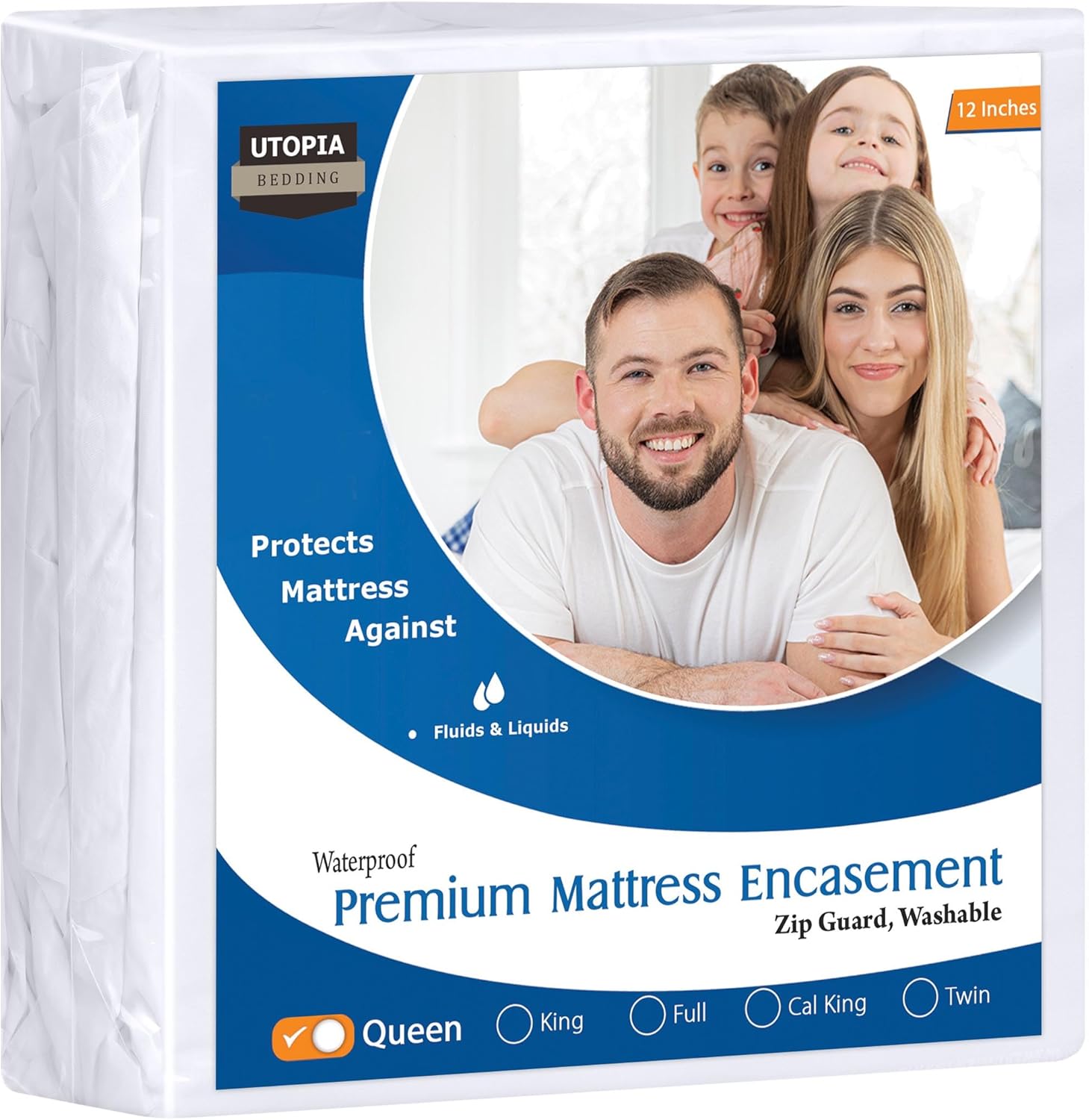 Utopia Bedding Waterproof Bed Bug Mattress Protector - Queen Size, 12-Inch Deep, Dust Mite Proof Encasement