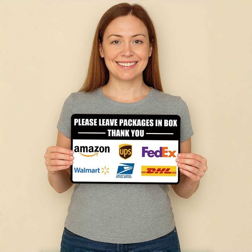 Delivery Signs for Packages by [Brand Name] - 2 Pack Vinyl Self-Adhesive Stickers | 11 x 7 Inches for Outdoor Use