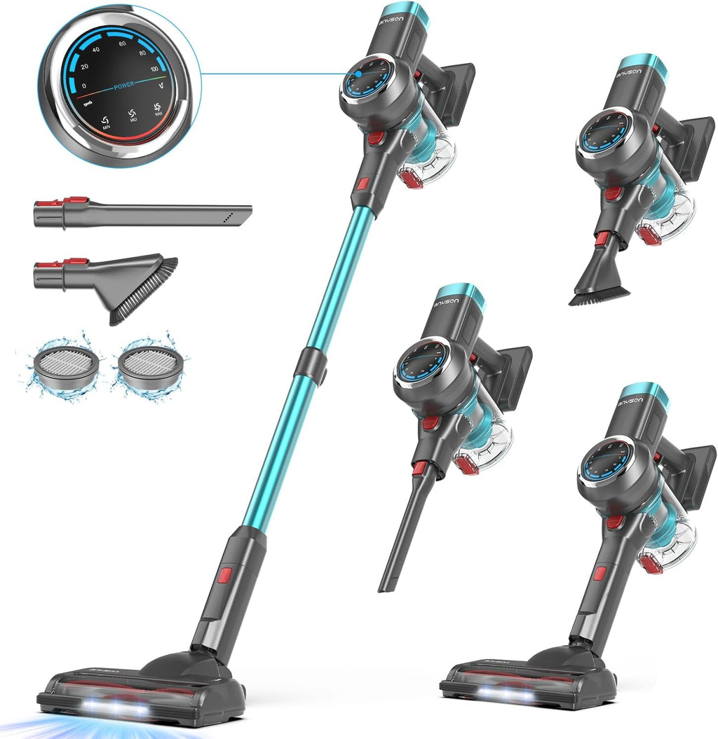 Skiennix Cordless Vacuum Cleaner - 650W Lightweight Stick with OLED Display & Anti-Tangle Brush | Up to 70 Minutes Runtime for Home, Carpets & Pet Hair
