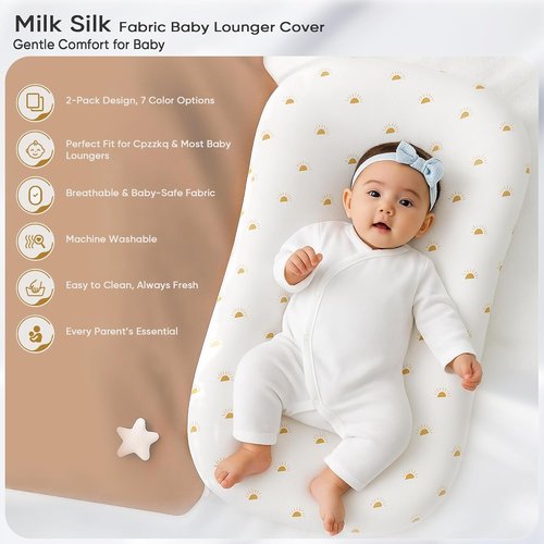 Cpzzkq Baby Lounger Cover 2 Pack - Silky Soft & Breathable Infant Slipcovers for Newborns | Fits Most Loungers, Brown