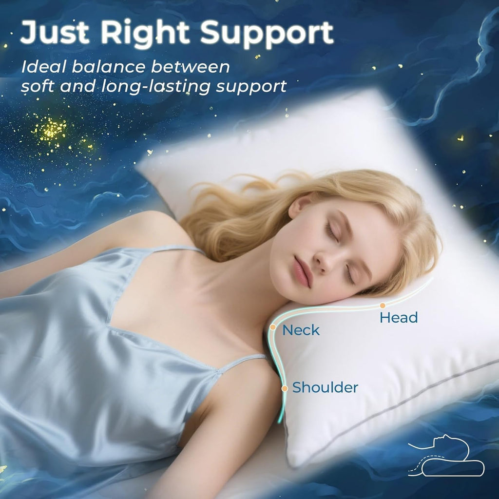 Sasttie King Size Pillows - Set of 4 Supportive Down Alternative | Oeko-Tex Certified, Hotel Quality