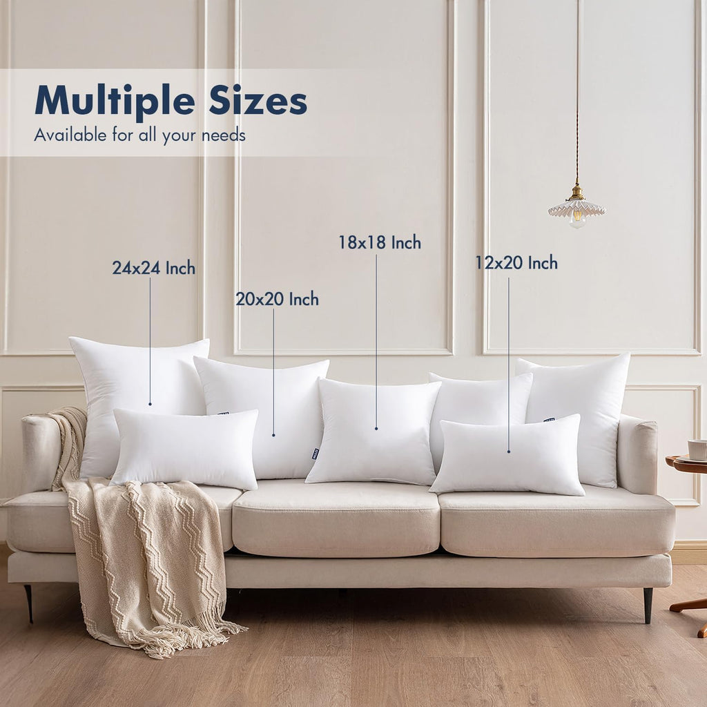 MIULEE Throw Pillow Inserts - Pack of 4 | 16x16 Inch | 100% Virgin Fiber Filling for Ultimate Comfort