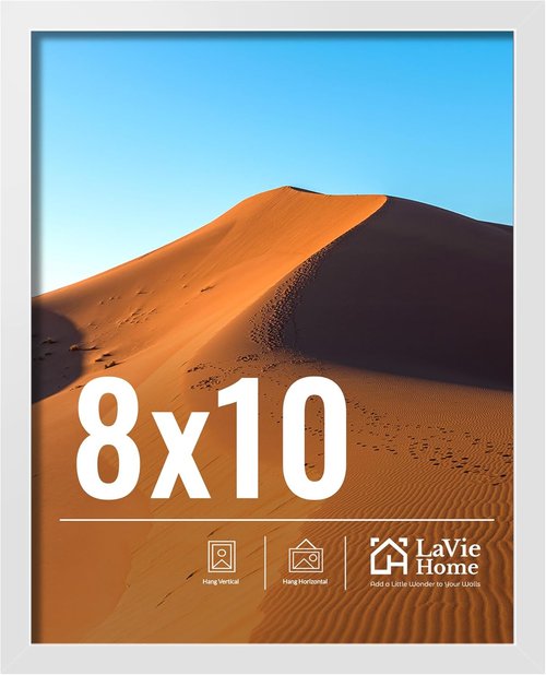 LaVie Home 8x10 Picture Frame - Classic Wall Display Frame with HD Plexiglas | Vertical & Horizontal Use