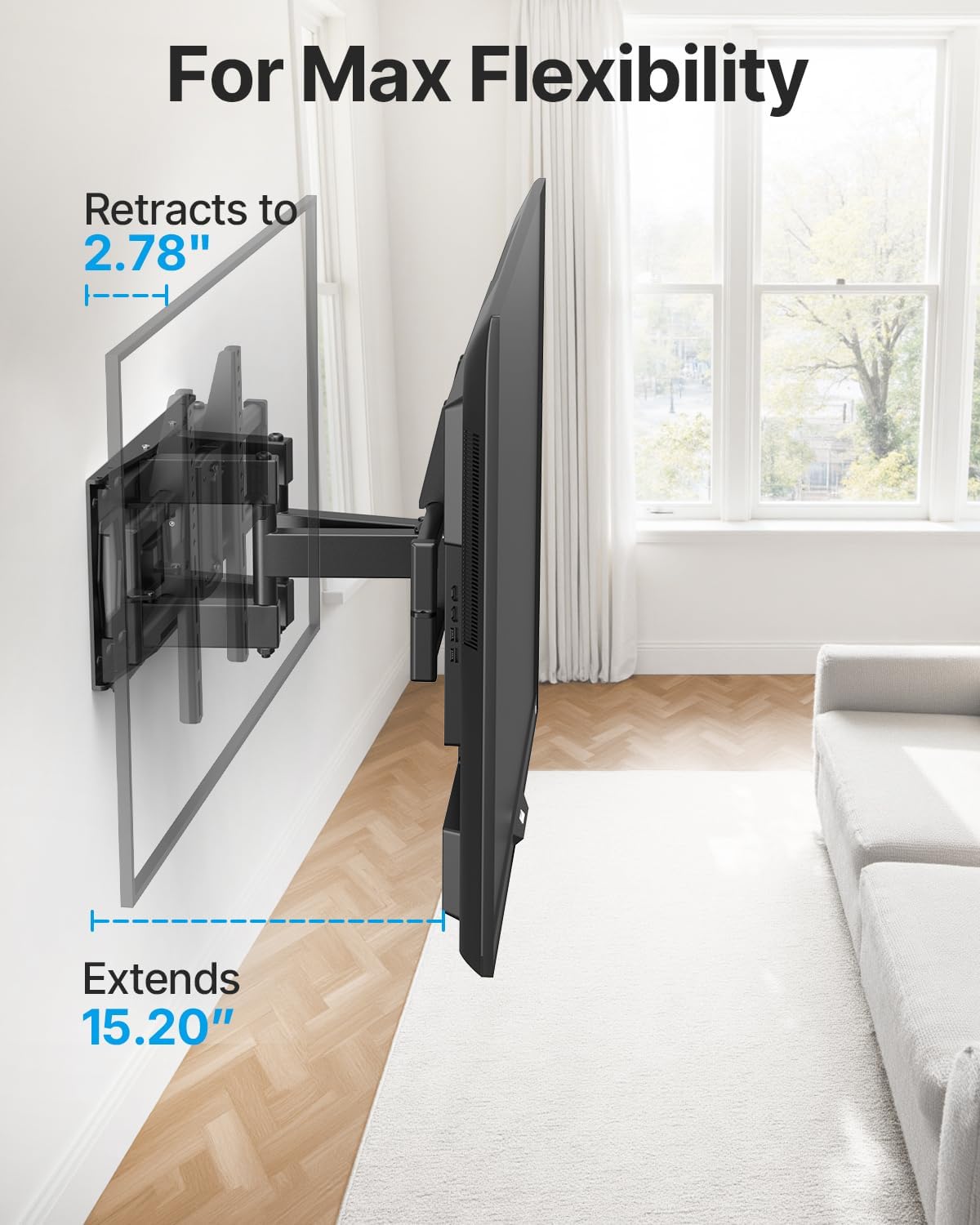 USX STAR Full Motion TV Wall Mount - Swivel & Tilt for 37-85 Inch TVs, Max VESA 600x400mm, 132lbs Capacity