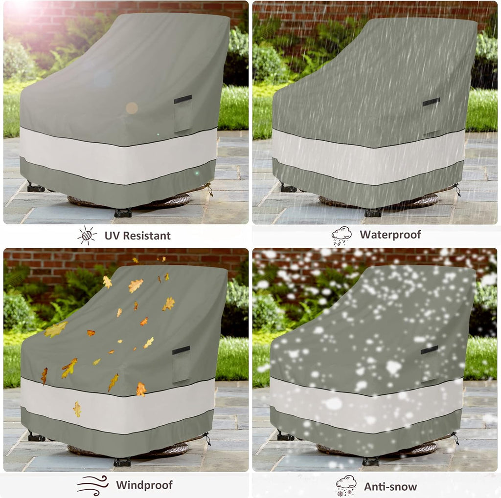 Patio Chair Covers - Waterproof Outdoor Furniture Protection | 33W x 37D x 38H Inches - Grayish Green (2 Pack)