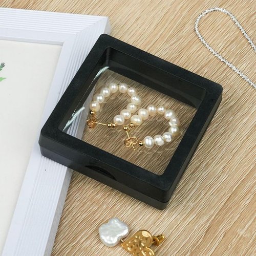 DZDXDZSW 10 Pack Jewelry Gift Boxes 2.75 x 2.75 x 0.78 Inch Transparent Jewelry Box,Small Gift Boxes for Jewelry Earrings Necklaces Handmade Bangles Bracelets(Black and white)