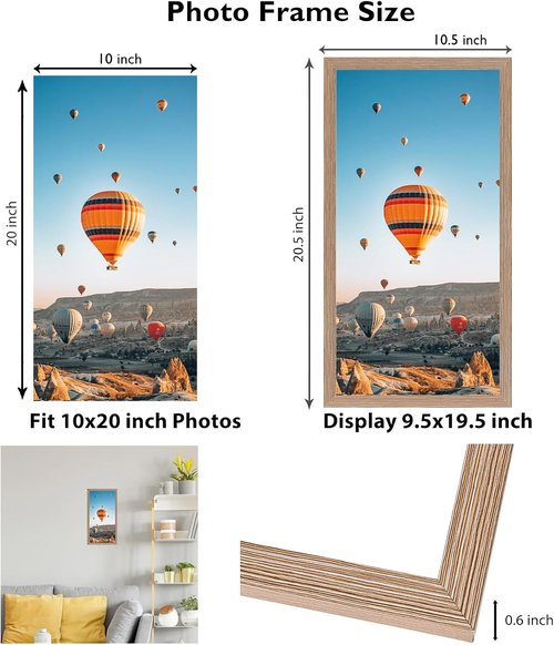 JCJMY 10x20 Rustic Brown Picture Frame - Versatile Wall Hanging for Horizontal or Vertical Display