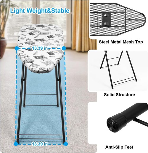 Duwee Ironing Board - Compact 13" x 35" Design with Heat Resistant Cover | Lightweight & Easy to Store