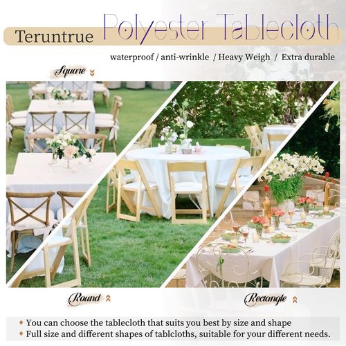 10 Pack White Round Tablecloth 120 inch Round Table Cloth Polyester,White Tablecloths for Round Tables Waterproof Stain Resistant Washable Table Cover in Bulk for Wedding Party Buffet Camping