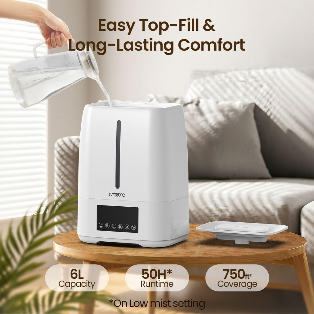 Top Fill Ultrasonic Humidifier by [Brand Name] - Cool & Warm Mist for Large Rooms | Smart Humidity Control & Aroma Diffuser
