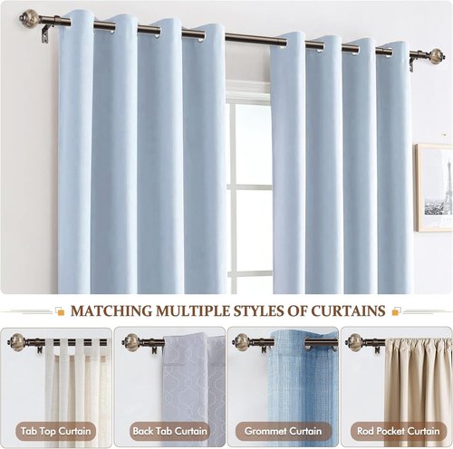 KAMANINA Curtain Rod - 1 Inch Antique Bronze Drapery Rod, 32 to 58 Inches with Marble Ends