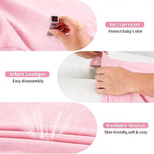 **Snuggle Cozy Baby Lounger | 100% Cotton Soft & Breathable Infant Play Mat | Pink for 0-24 Months**