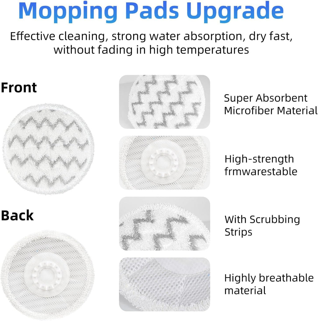 VIEWALL Steam Mop Pads - Replacement for Shark S8000 Series | Soft Washable Scrub Pads, 8 Pack
