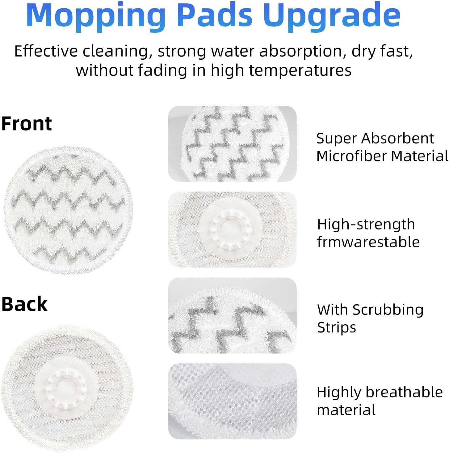 VIEWALL Steam Mop Pads - Replacement for Shark S8000 Series | Soft Washable Scrub Pads, 8 Pack