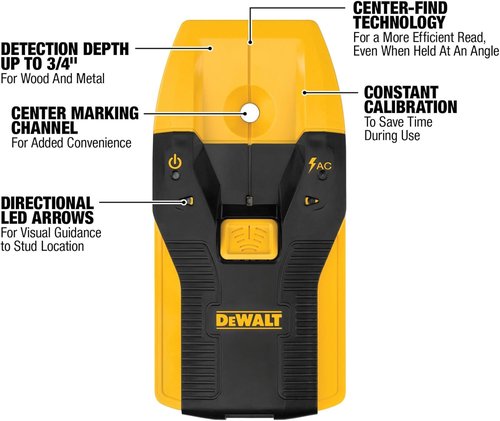 DEWALT Stud Finder - Efficiently Locate Framing Studs with LED Arrows | Ideal for Wood & Metal, AAA Batteries Included