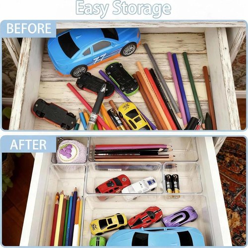 25-Piece Clear Plastic Drawer Organizer Set - Versatile Non-Slip Storage Bins for Bathroom, Kitchen & Office