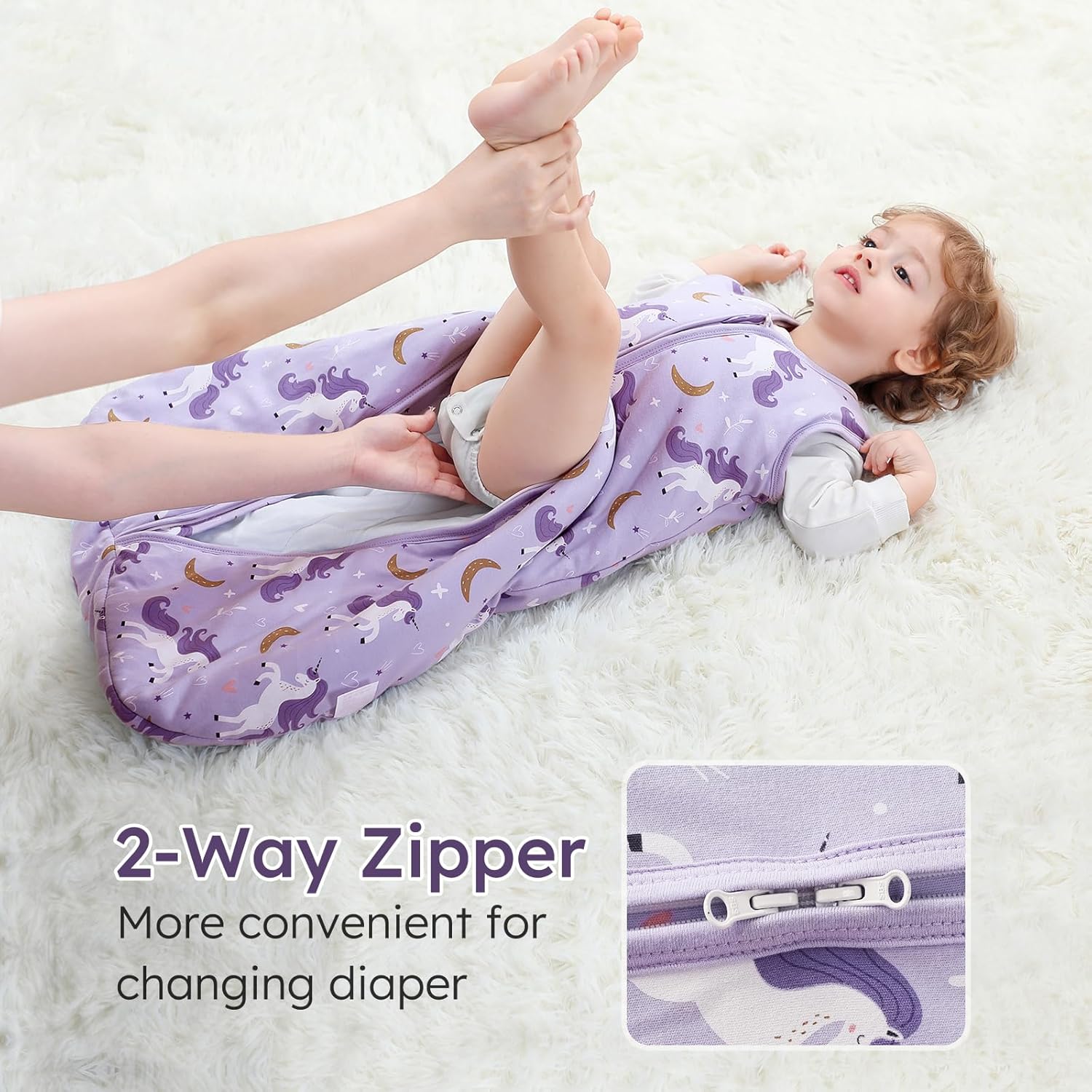 Yoofoss Baby Sleep Sack - 100% Organic Cotton Wearable Blanket for 6-12 Months | TOG 2.5, Warm & Comfy