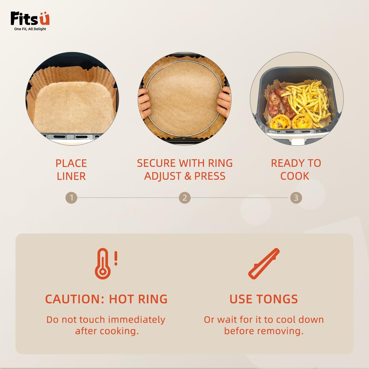 Skiennix Air Fryer Liners - 8 Inch Disposable Parchment Paper, 200 Pcs Non-Stick with Safety Ring