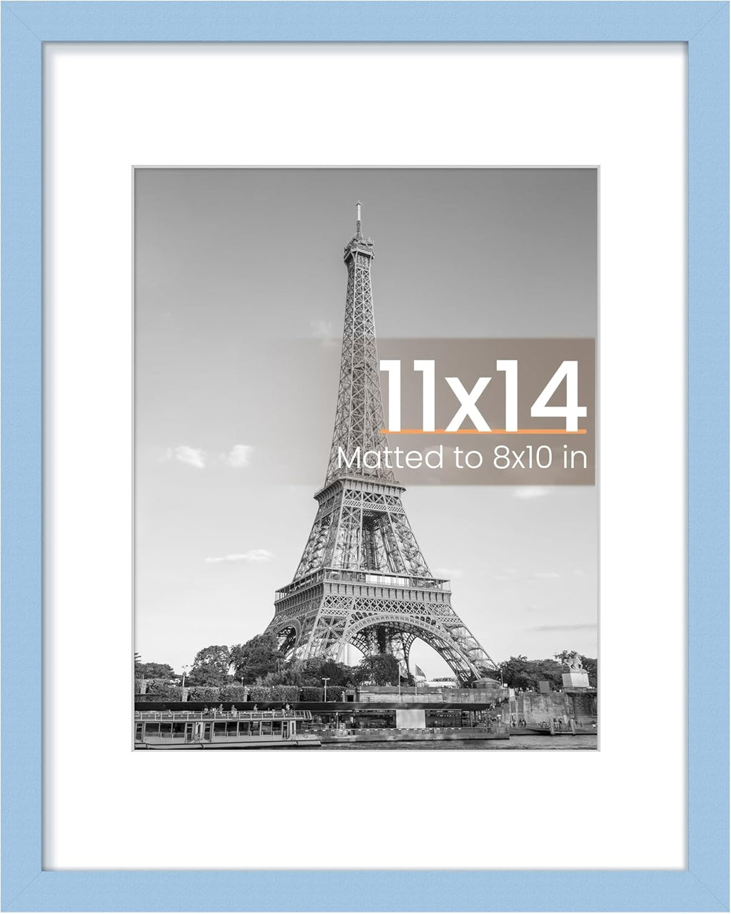 Upsimples 11x14 Picture Frame - Versatile Display for 8x10 Photos with Mat or 11x14 Without - Blue