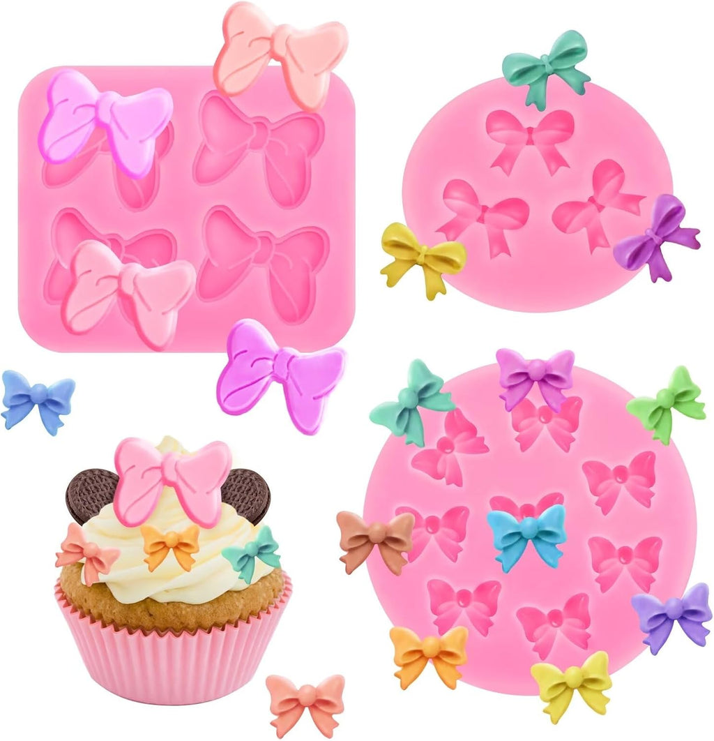 Skiennix 3-Pc Bow Silicone Mold Set - Perfect for Fondant, Chocolate, and Cake Decorating | DIY Desserts