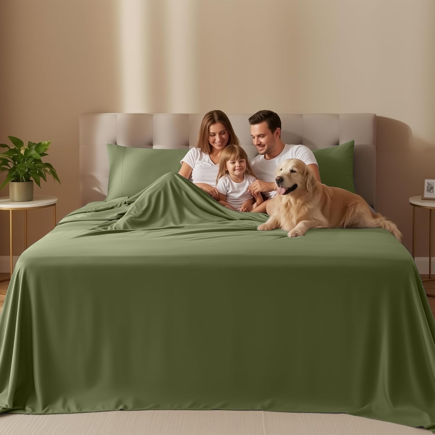 Utopia Bedding King Size Sheet Set - Soft, Breathable Microfiber | 4-Piece in Olive, Oeko-Tex Certified