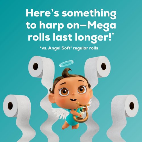 Angel Soft Toilet Paper - Soft & Strong 4 Mega Rolls | Equivalent to 16 Regular Rolls