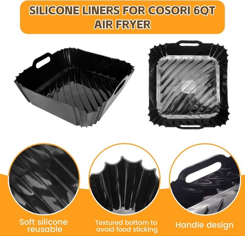 COSORI Silicone Air Fryer Liner - Dishwasher Safe Accessories for 6Qt TurboBlaze Air Fryer | Compact & Large Size