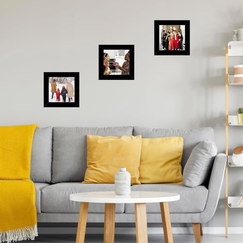 JCJMY 4x4 Picture Frame - Black Wall Hanging & Tabletop Display | Shatter-Resistant Plexiglass