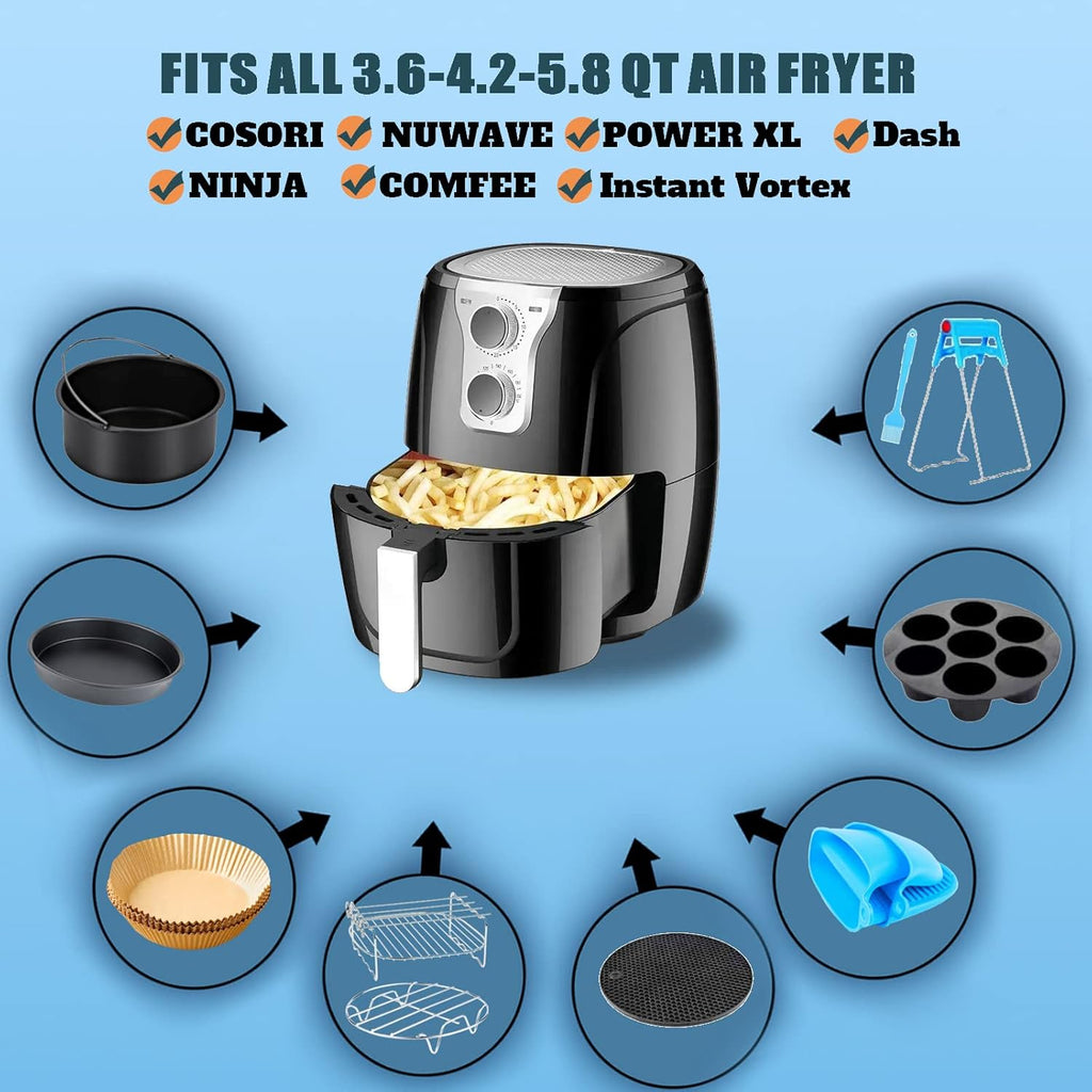 Ninja Air Fryer Accessories - 12 PCS Set with Oven Cake Pan, Pizza Pan & Air Fryer Liner | Fits 3.6-5.8QT