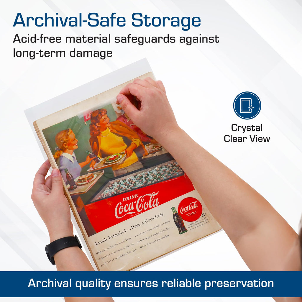 BCW Resealable Life Magazine Bags - 100 Pack | Crystal Clear Polypropylene | Archival Quality |Store Collectible Life Magazines | Exterior 11 1/8 x 14 1/4