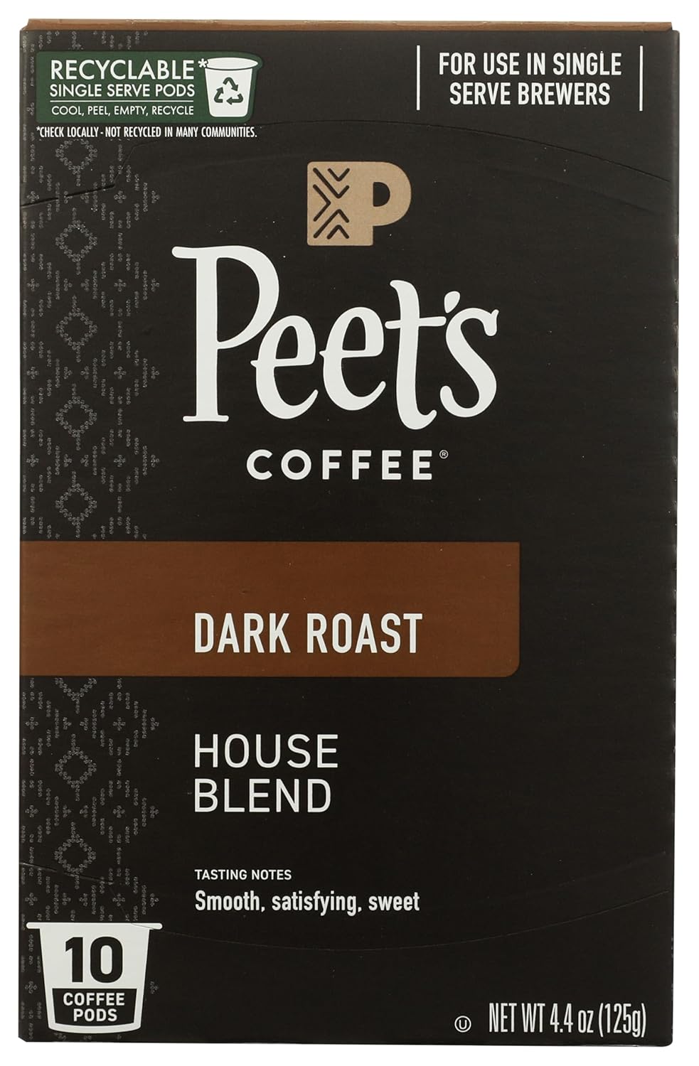 Peet's Coffee House Dark Roast K-Cup Coffee Pods - 10 Pods, Perfect for Keurig Brewers, 4.4 oz