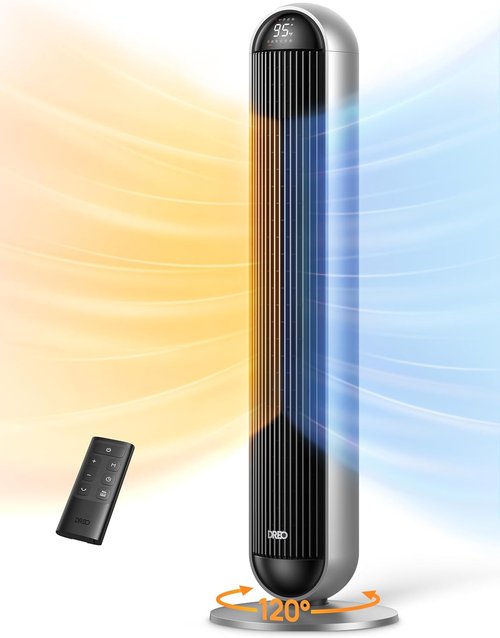 DREO Tower Fan & Heater Combo - 42 Inch, 120° Oscillation, 17 Levels, 6 Modes, Quiet Remote Control