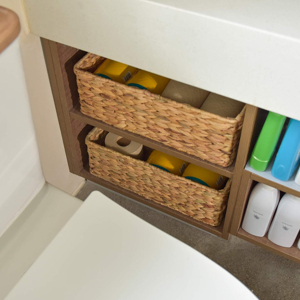 StorageWorks Toilet Tank Basket - Stylish Water Hyacinth Storage Baskets for Bathroom | 2-Pack