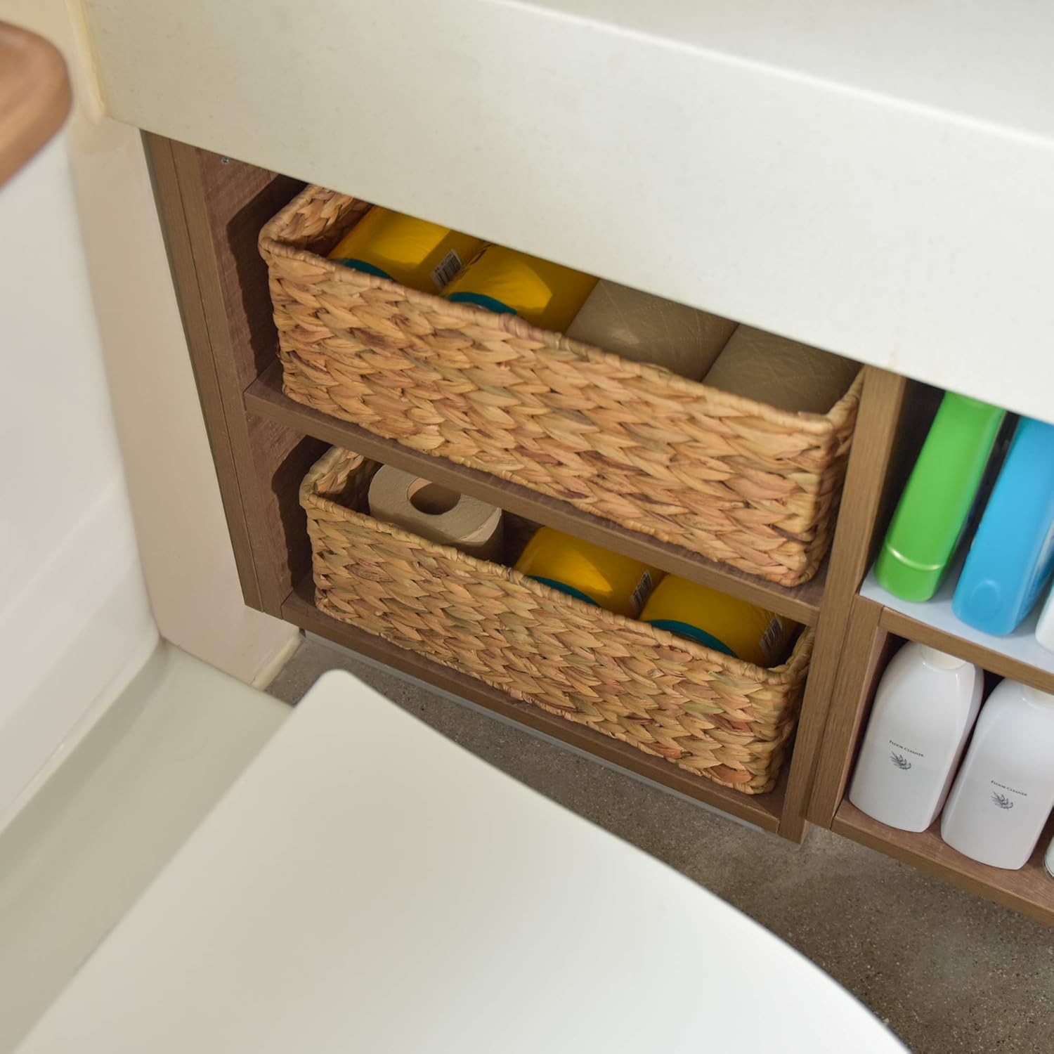 StorageWorks Toilet Tank Basket - Stylish Water Hyacinth Storage Baskets for Bathroom | 2-Pack