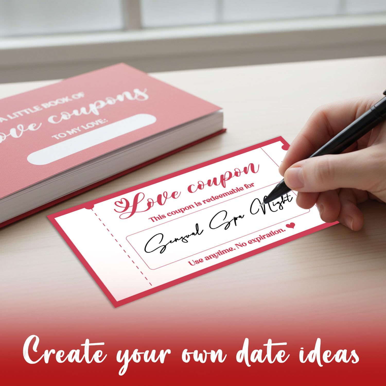 LHHungSoul Love Coupon Gift for Him, Romantic Valentine Gift with 20 Fun Date Night Ideas & 9 Blank Coupons, Meaningful Valentines Day, Romantic Valentine Gift for Him or Her