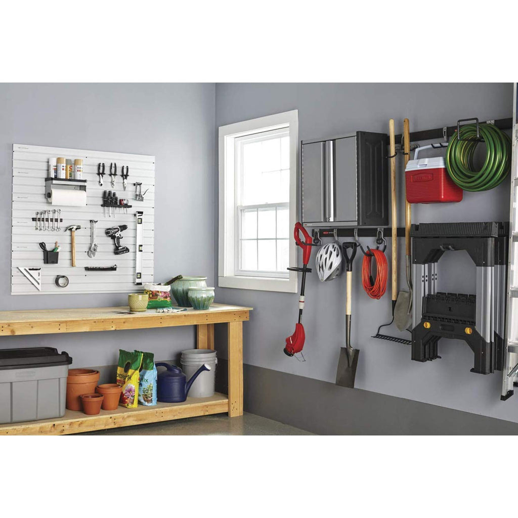 Rubbermaid Universal Powder Coaded Metallic Fasttrack Hanging Garage Hook Organizers for Ladder, Tool, and Bike Storage (6 Pack)
