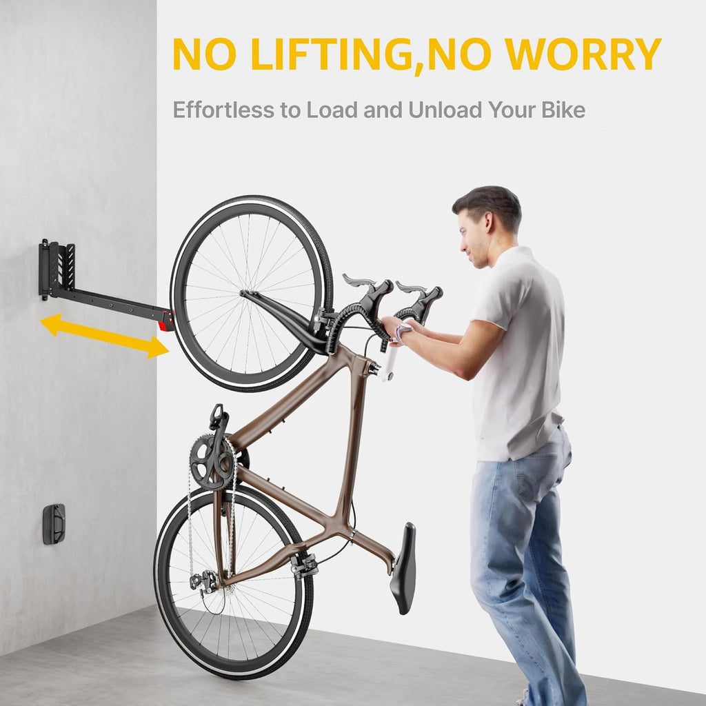 monTEK Swivel Bike Wall Mount - Easy Load & Unload Bike Hanger for Garage | Holds Up to 77 lbs, 4 Pack