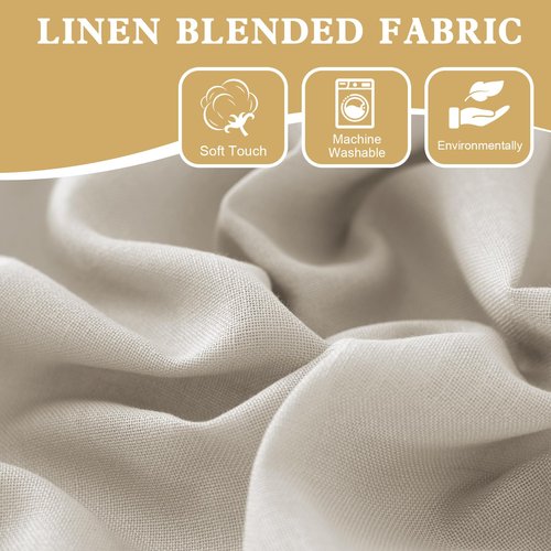 H.VERSAILTEX Tie Up Linen Curtains 63 Inch Length Nature Linen Textured Privacy Curtain Multi Hanging Ways Shade Balloon Window Shade Rod Pocket Casual Curtain - 42x63 - Natural