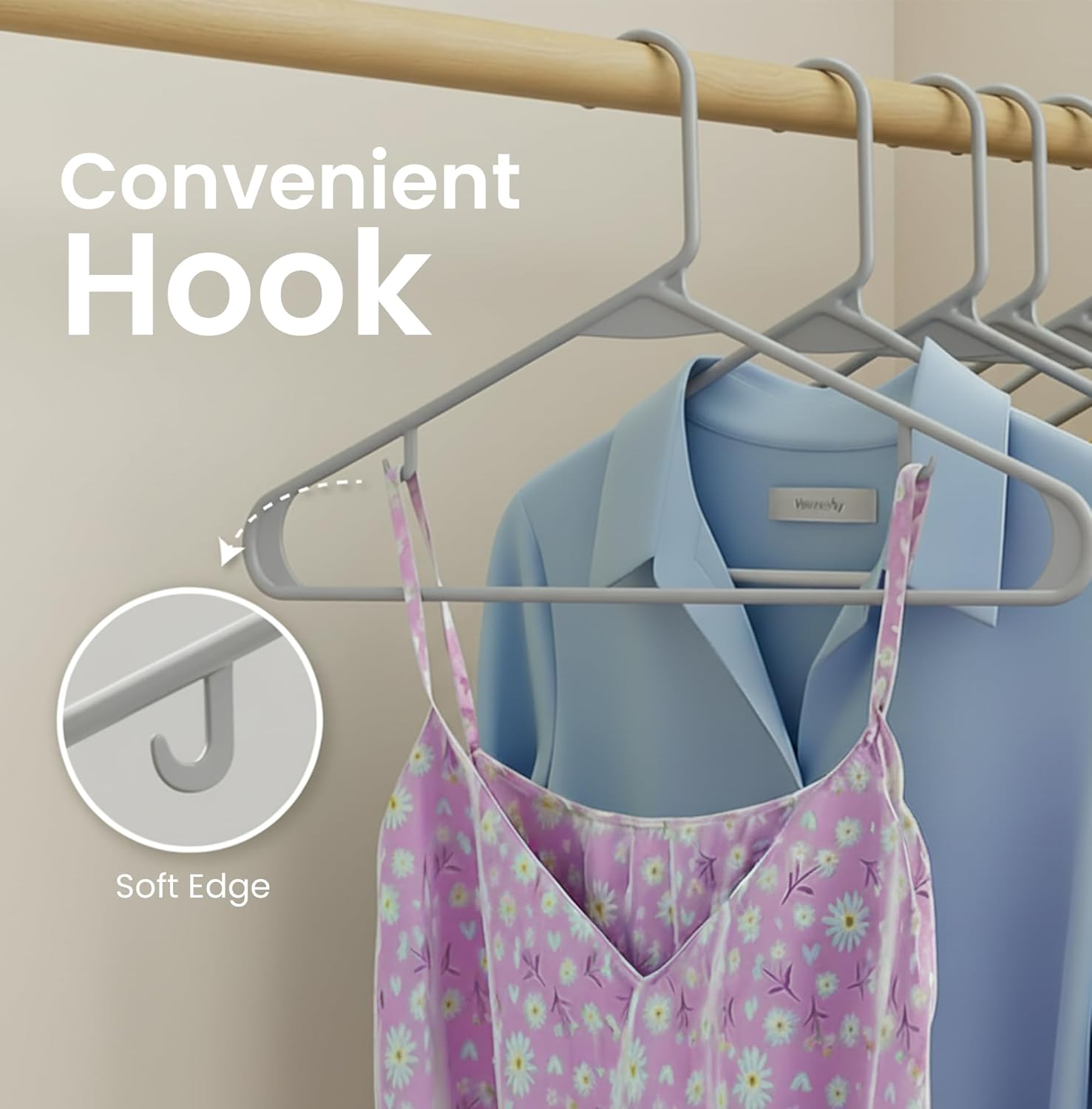 Utopia Home Plastic Hangers 30 Pack - Durable Space-Saving Clothes Hangers with Hooks (Grey)