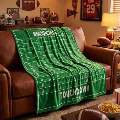 Horaldaily Football Flannel Blanket Throw, Sports Theme Football Touchdown and Game Day Soft Fuzzy Plush Cozy Fleece Blankets for Couch Sofa Bed Lounging, Ideal Gifts for Kids Adults Self, 50x60