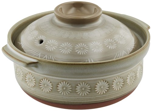 Banko Ware 21681 Ginpo Hanamishima Extra Deep Pot No. 6, For 1-2 People, Diameter 7.5 x Height 5.9 inches (19 cm) x Height 5.9 inches (15 cm), Direct Fire Compatible, Microwave Safe, Made in Japan
