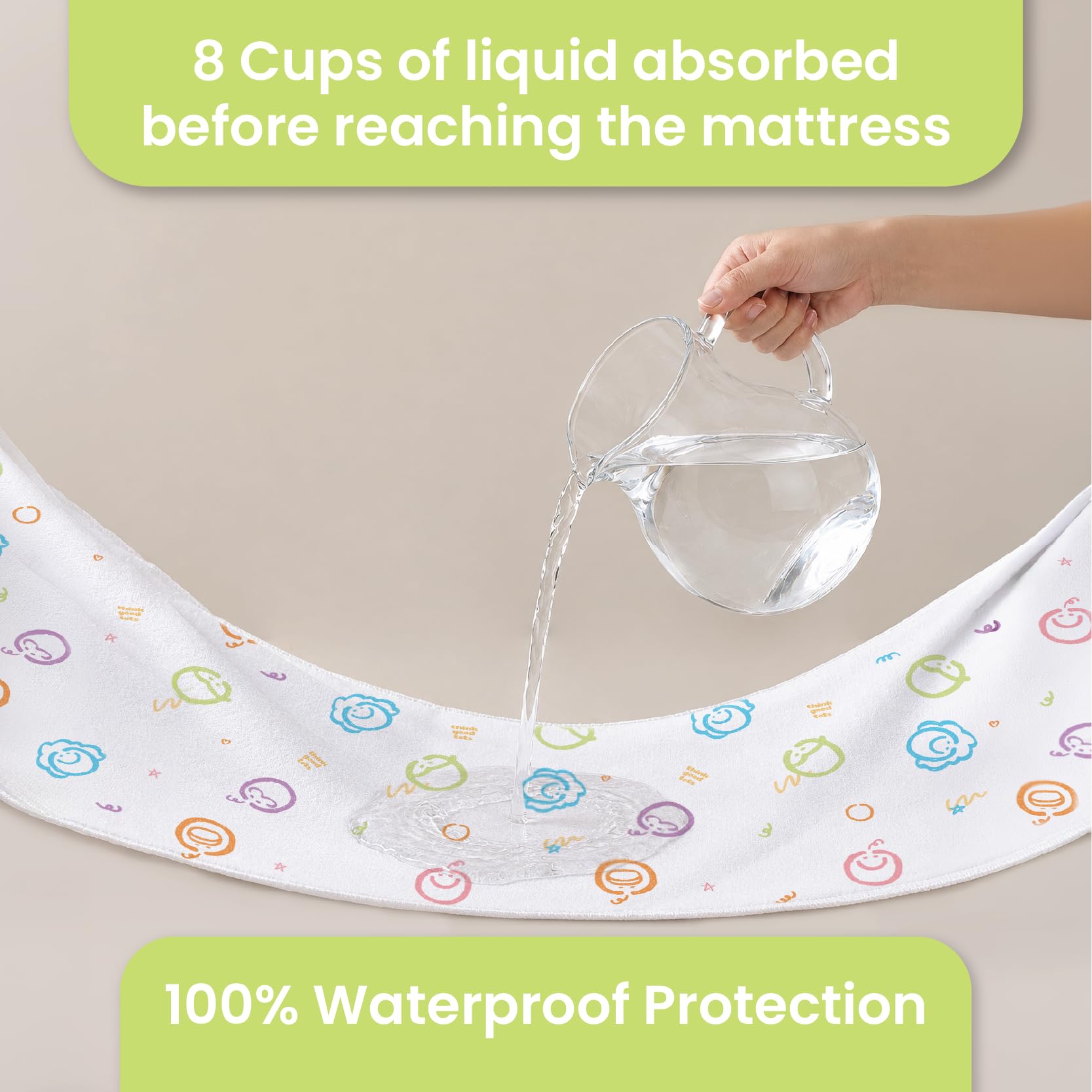 Tuckable Potty Training Pee Pads for Kids, Potty Training Bed Pads for Toddlers, 100% Waterproof Mattress Protector, Non-Slip Bed Wetting Pad, Reusable & Washable Underpads (Truck and Toys Design)