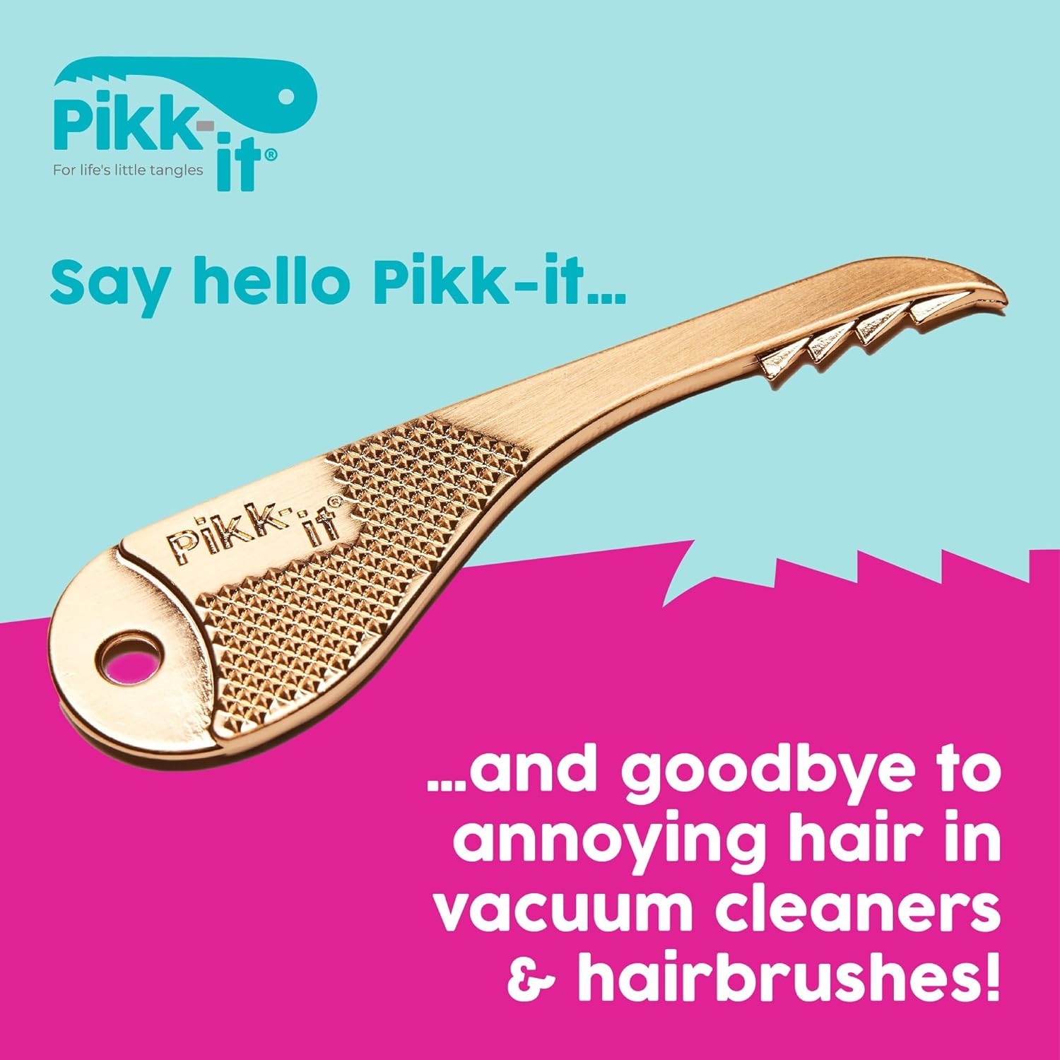 Pikk-it Vacuum Hair Brush Cleaner Tool - Effortlessly Removes Hair from Vacuums & Brushes | Pet & Human Hair Rake (Single/Twin Pack)