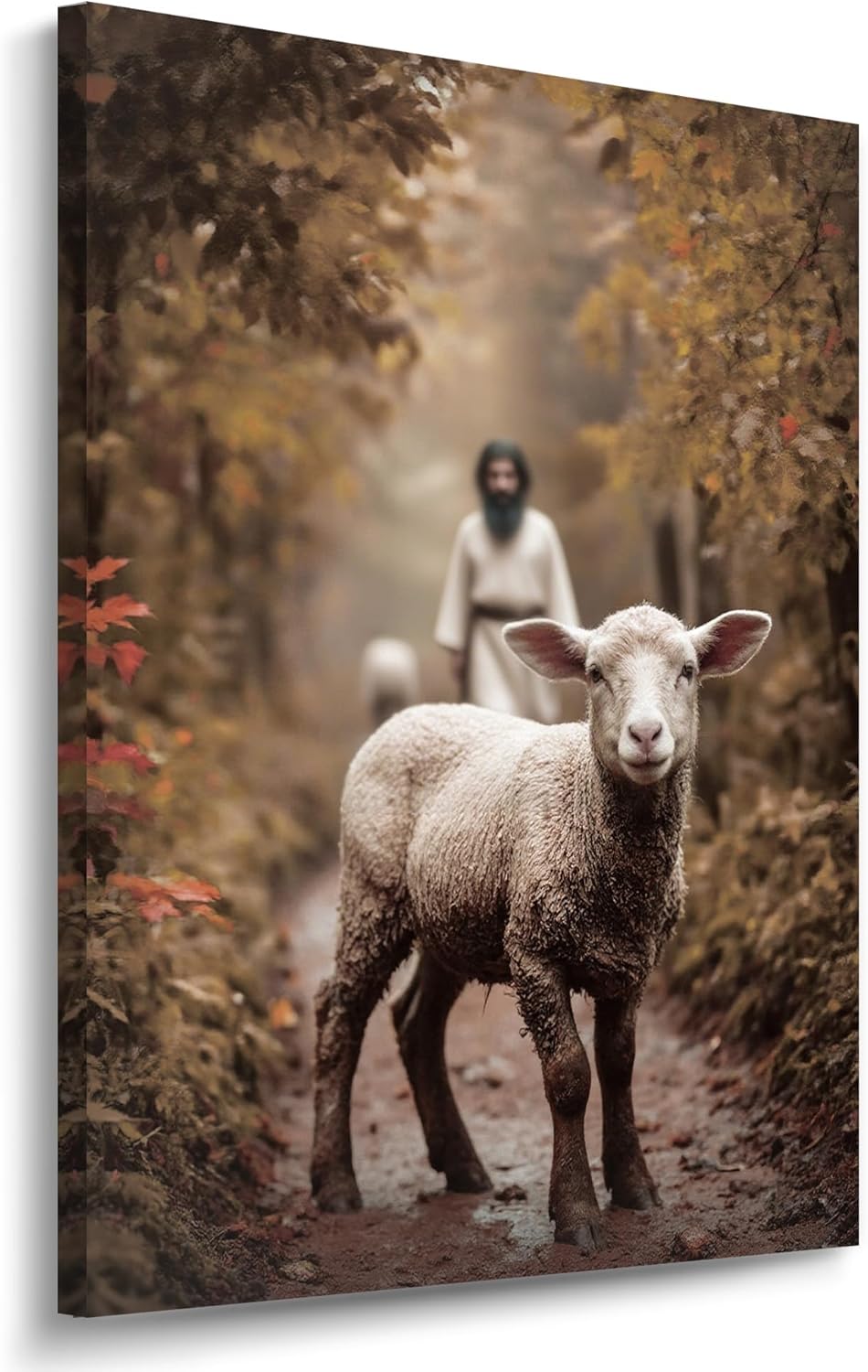 Christian Wall Decor | 11" X 15" Jesus And Lamb Art - Perfect For Prayer Rooms & Baptism Gifts