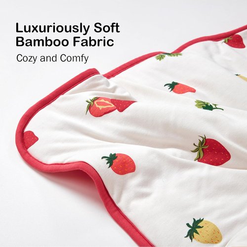 BubblePanda Bamboo Baby Blanket - Soft Neutral Crib Quilt for Boys & Girls | 30 x 40 Inch Strawberry Design
