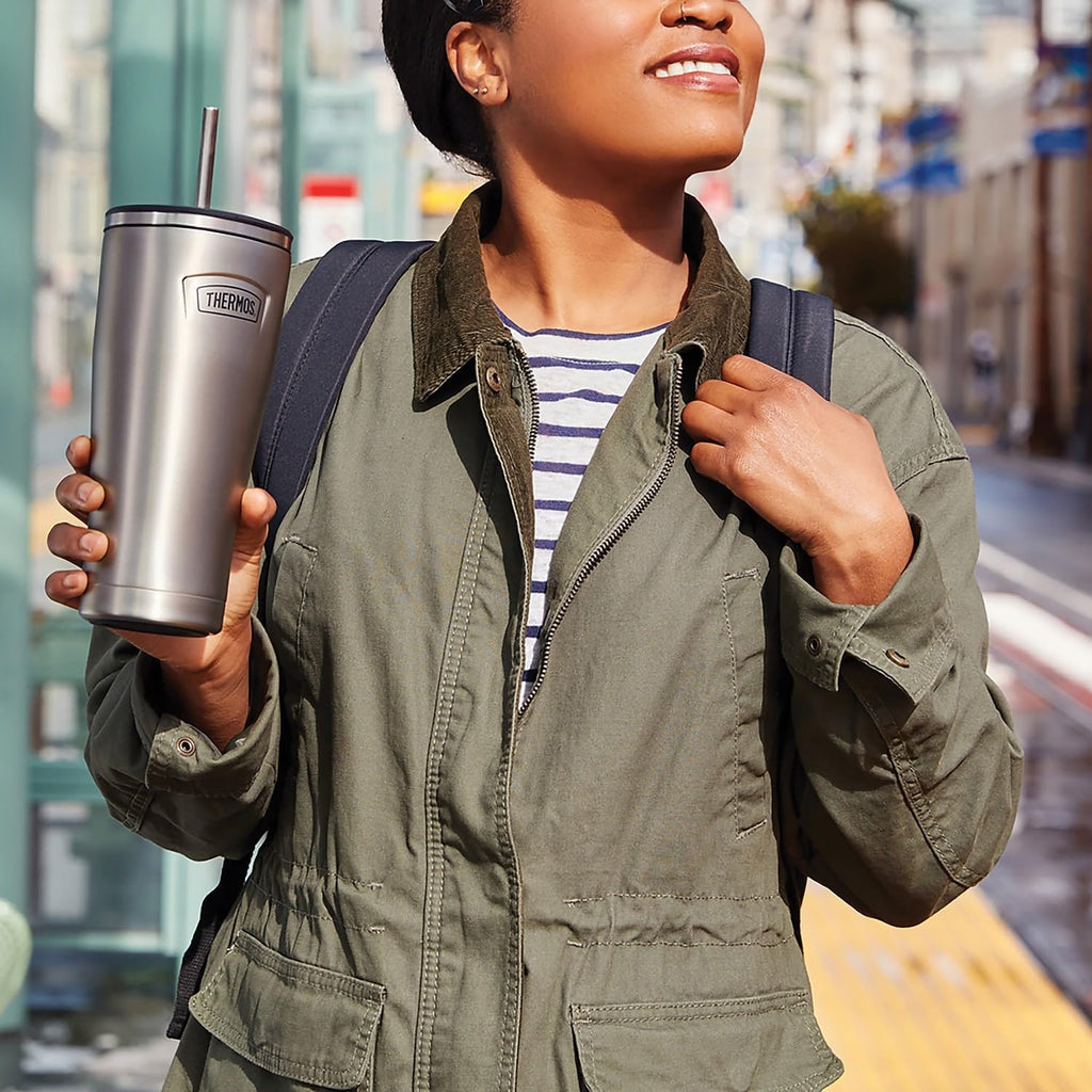 THERMOS Icon Series Stainless Steel Cold Tumbler - 24 Ounce, Matte Finish, Vacuum Insulated with Lid & Straw