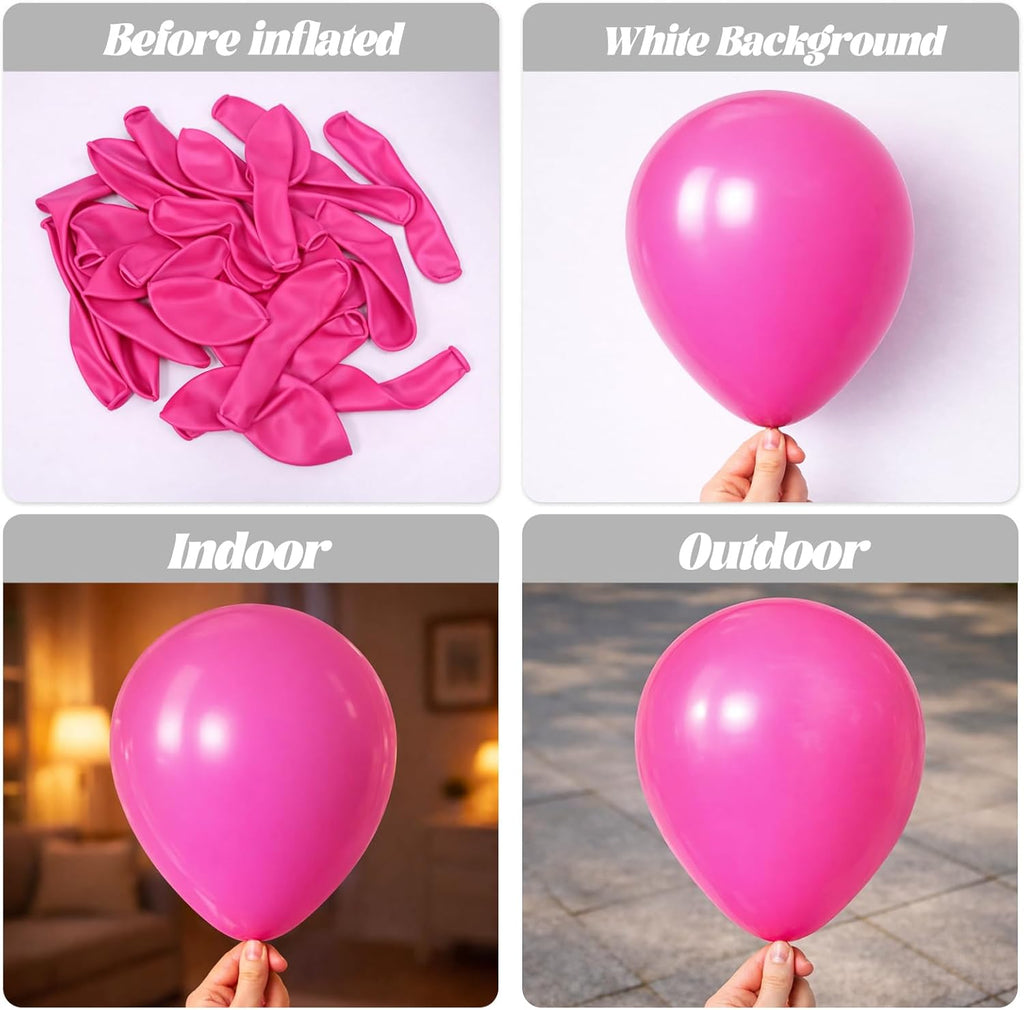 Voircoloria Hot Pink Balloon Garland Kit - 90 Pack in Various Sizes for Graduation, Weddings & Parties