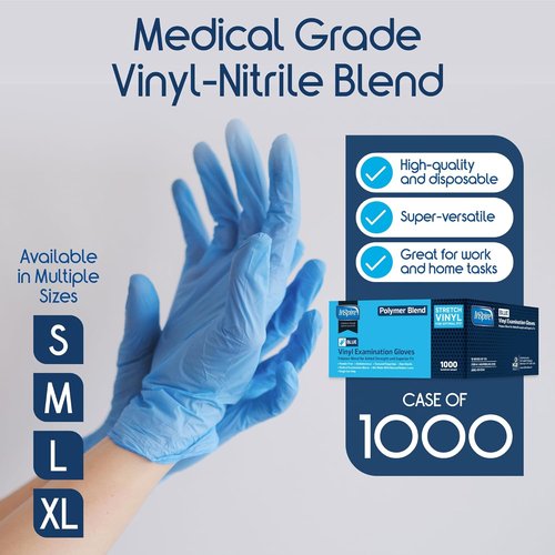 Inspire Nitrile-Vinyl Blend Exam Gloves - Disposable, Latex-Free, Multipurpose Medical Use