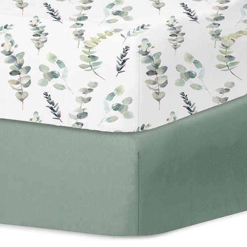 Little Grape Land Crib Sheets - Super Soft 2-Pack Fitted Sheets for Standard Cribs & Toddler Mattresses | Leaves & Green